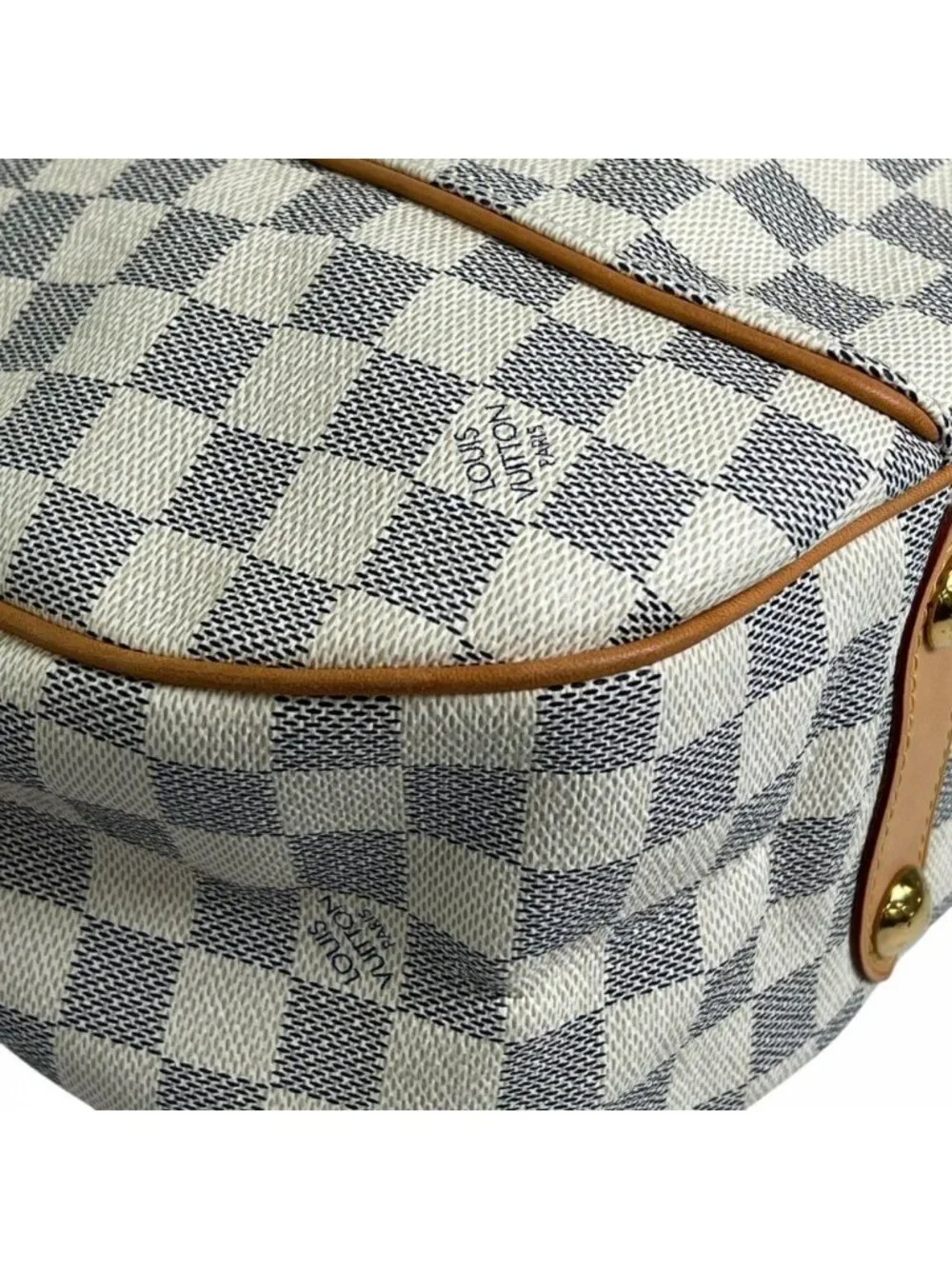 Louis Vuitton Shoulder Bag Galleria PM Damier Azur Canvas White Gold